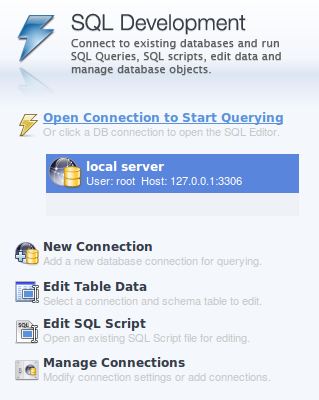 MySQL Workbench SQL Development options
