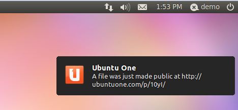 Notification that a file has been published using Ubuntu One