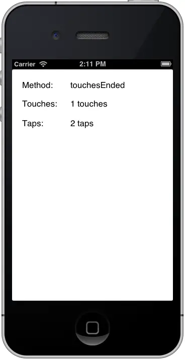 An iPhone iOS 6 Touch example app running