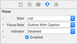 Setting the picker object style settings